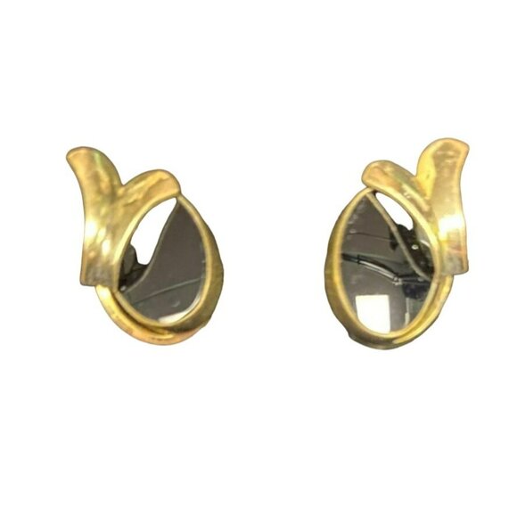 Vintage 12K G.F. and Black Onyx Screw-Back Earrings - Picture 1 of 6